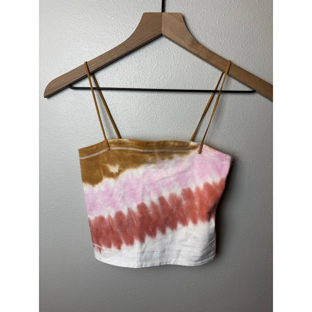 American Eagle Tie-Dye Crop Top XS Pink Brown spring Easter boho preppy